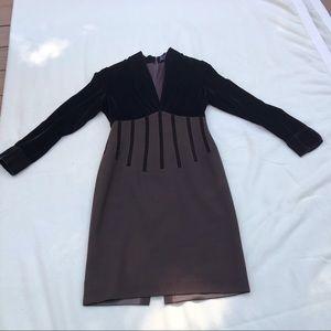 Dress with Chocolate Brown Velvet Bodice